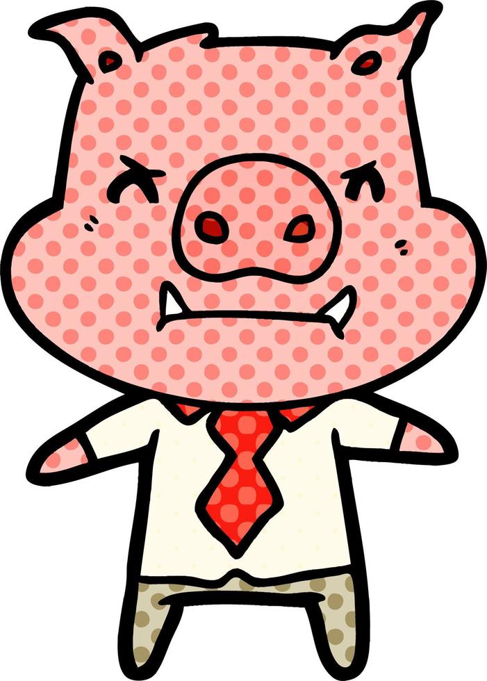 angry cartoon pig boss vector