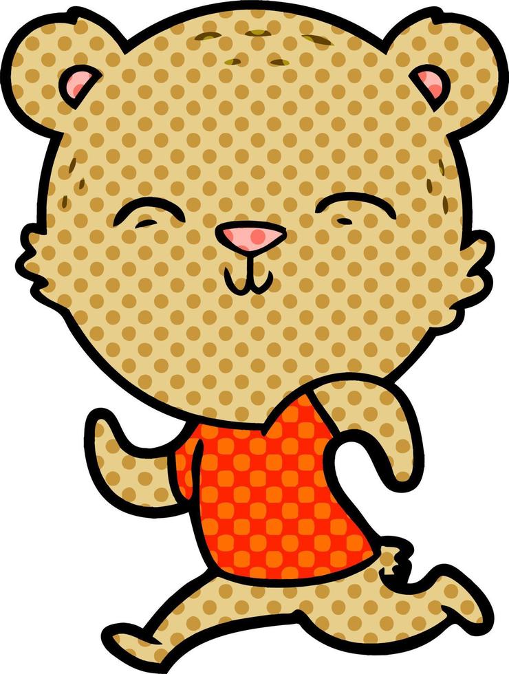 happy cartoon bear jogging vector