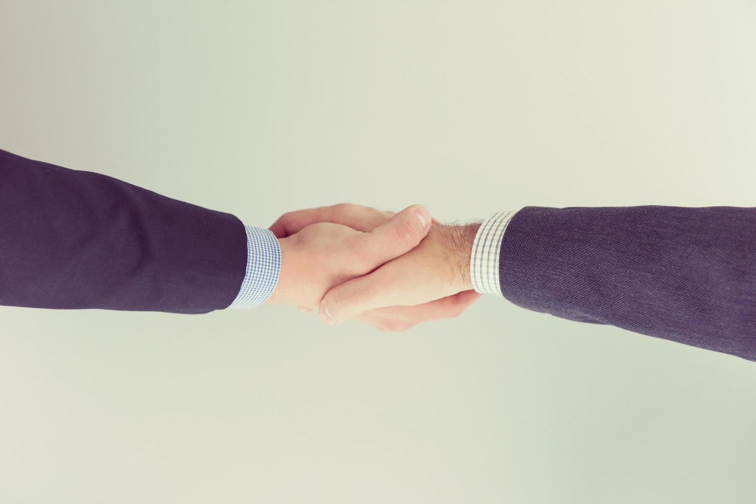 cloasing the deal in modern office interior top view photo