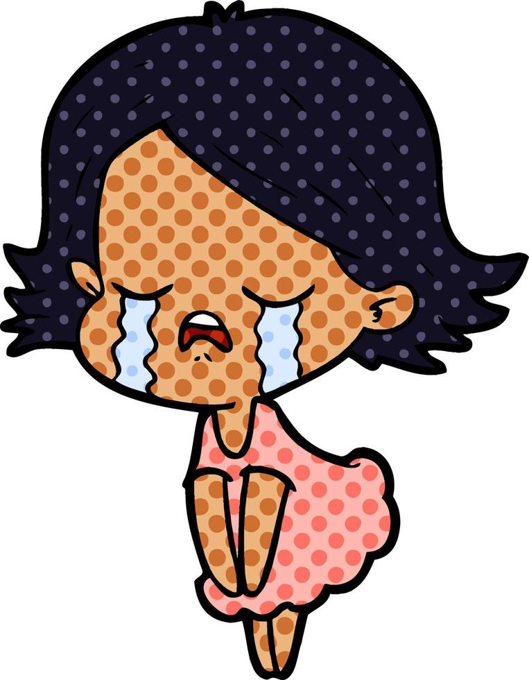 niña de dibujos animados llorando vector