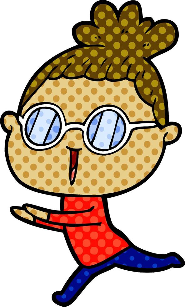 cartoon woman wearing spectacles vector