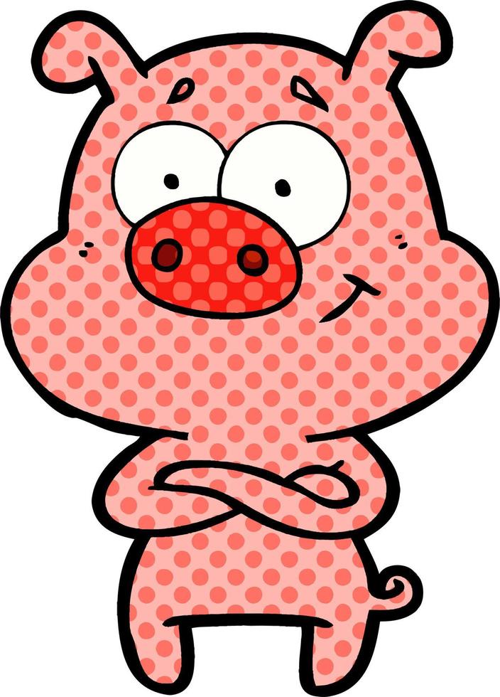 happy cartoon pig vector