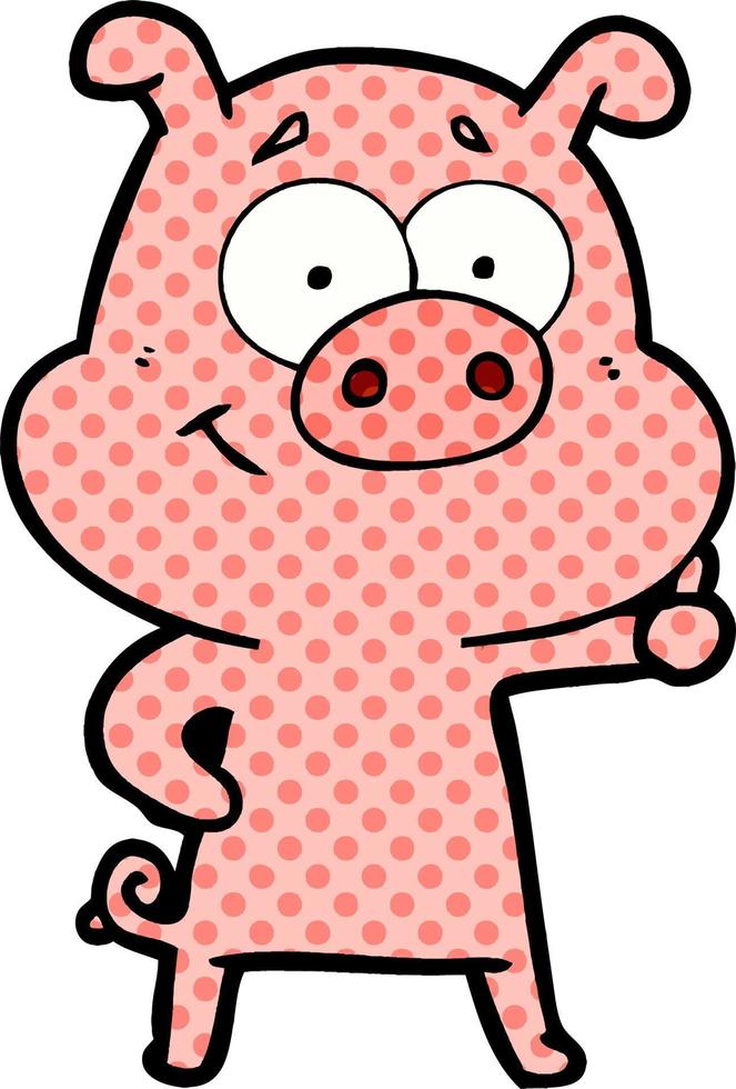 happy cartoon pig vector