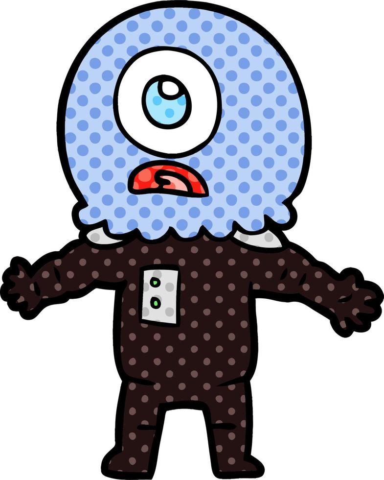 cartoon cyclops alien spaceman vector