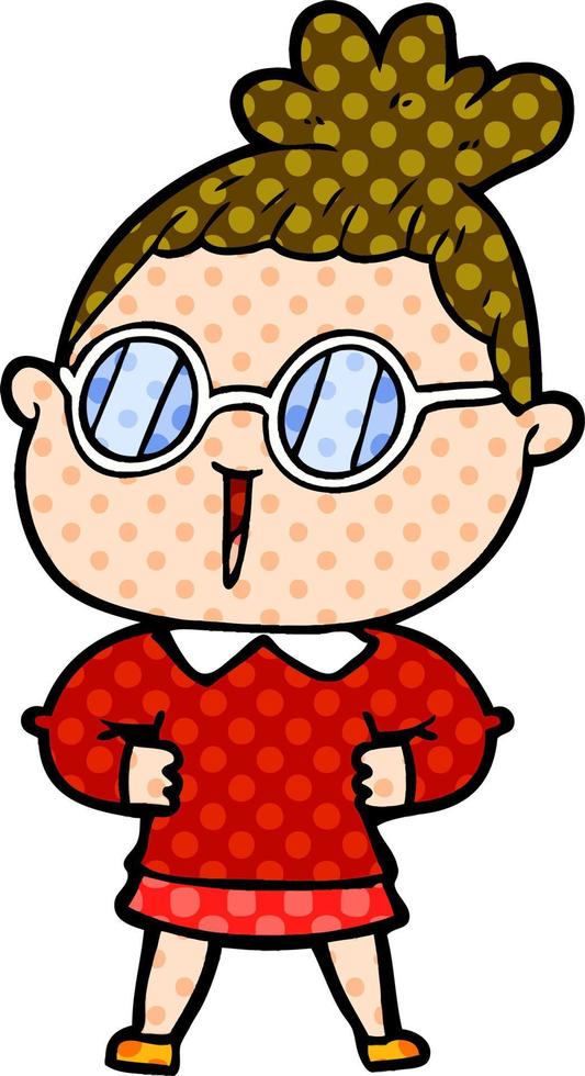 cartoon woman wearing spectacles vector