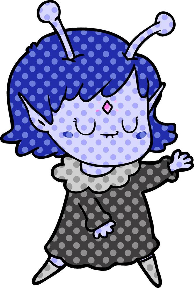 cartoon alien girl dancing vector