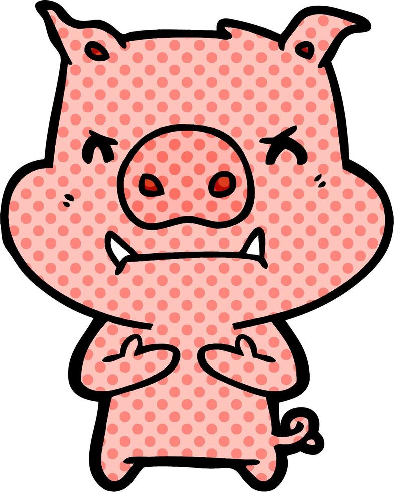 angry cartoon pig vector