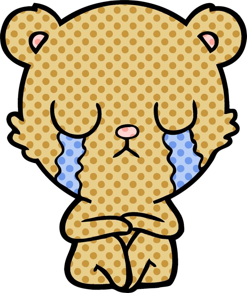 crying cartoon bear vector