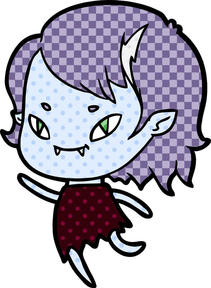 cartoon friendly vampire girl running vector