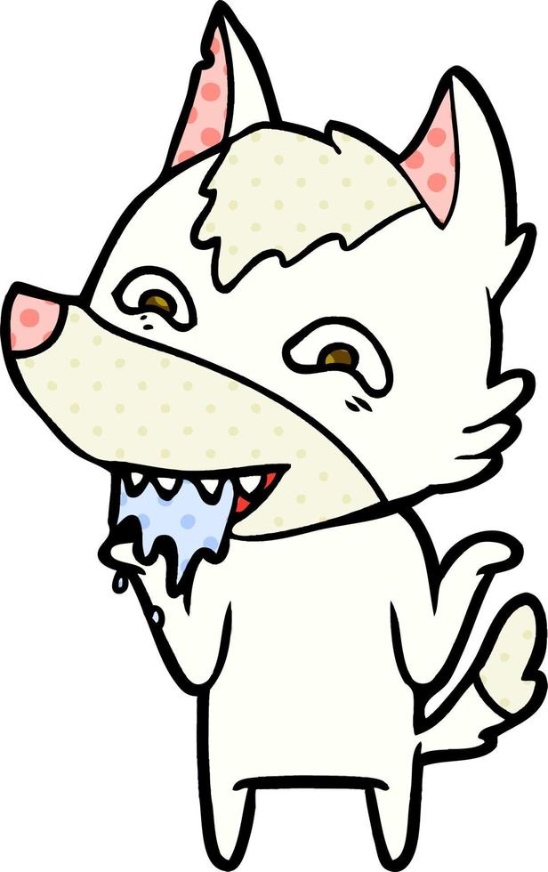 cartoon hungry wolf vector