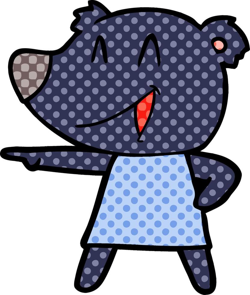 cartoon bear in dress laughing and pointing vector