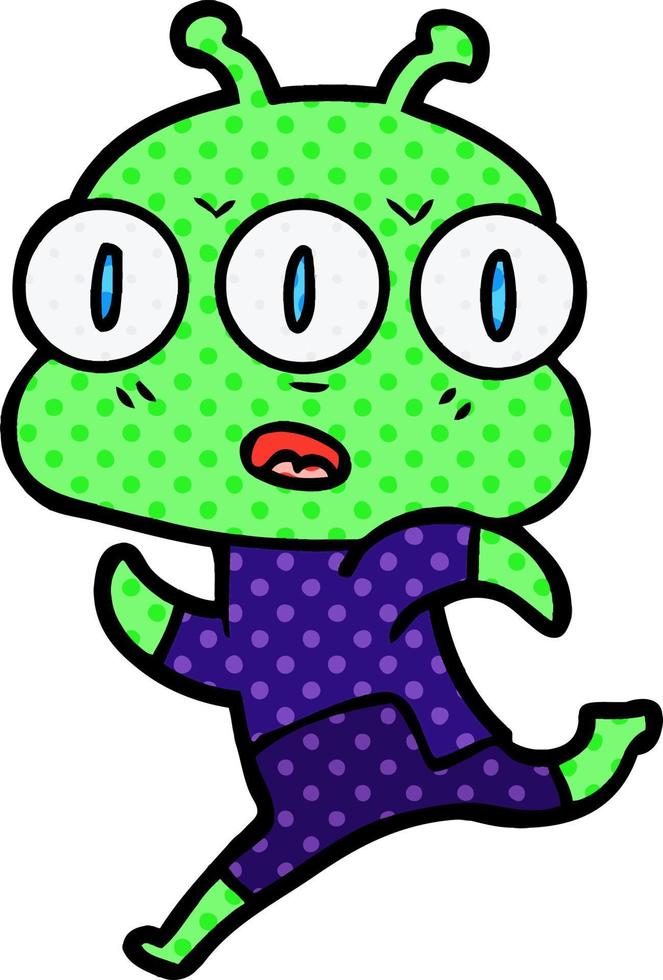 cartoon three eyed alien vector