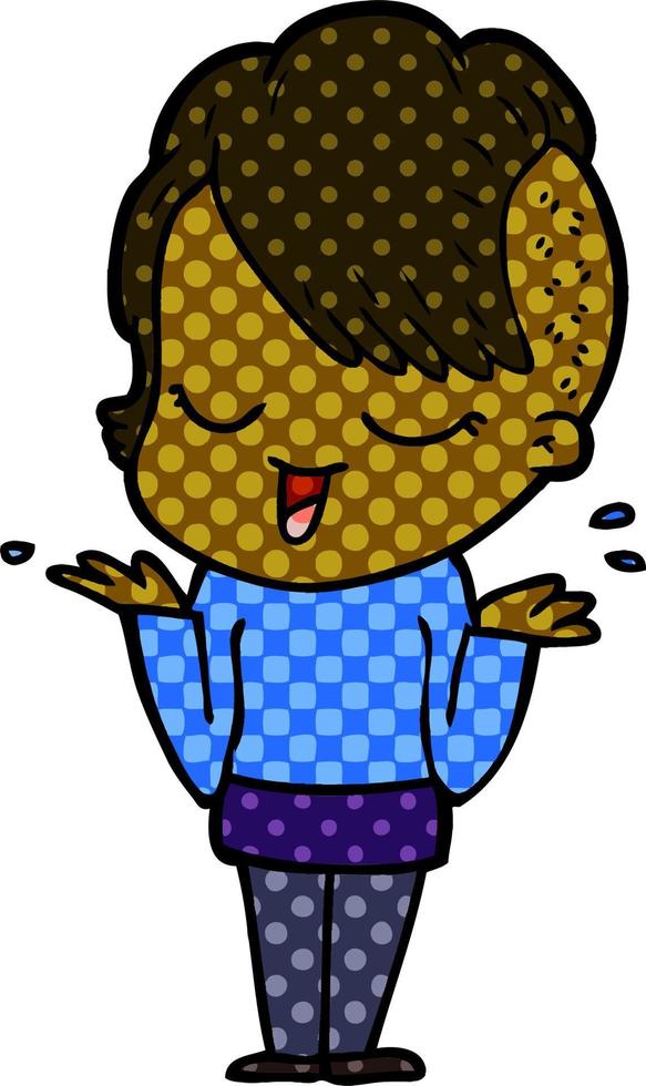 happy cartoon girl vector
