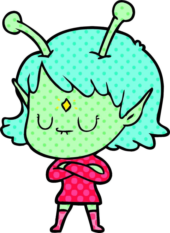 cartoon alien girl vector