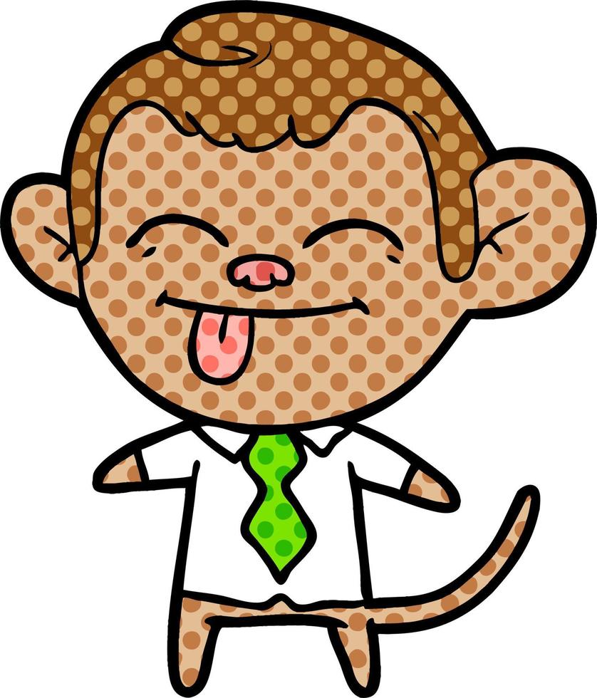 funny cartoon monkey wearing shirt and tie vector