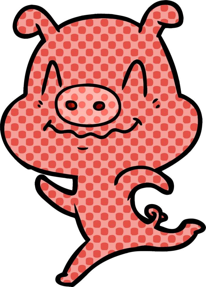 nervous cartoon pig vector