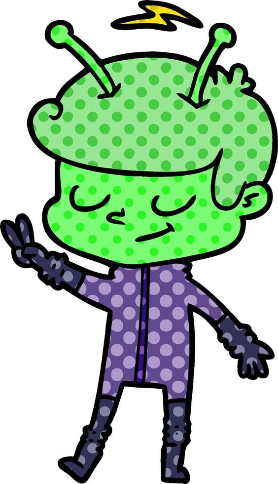 friendly cartoon spaceman vector