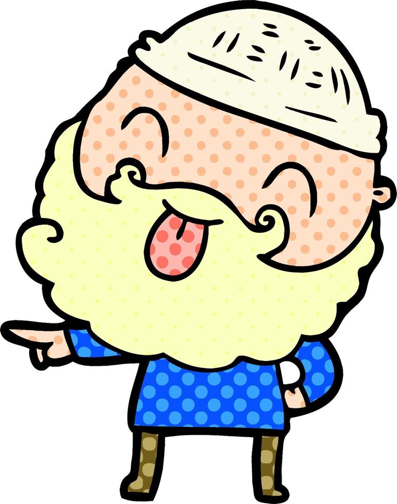 man with beard sticking out tongue vector