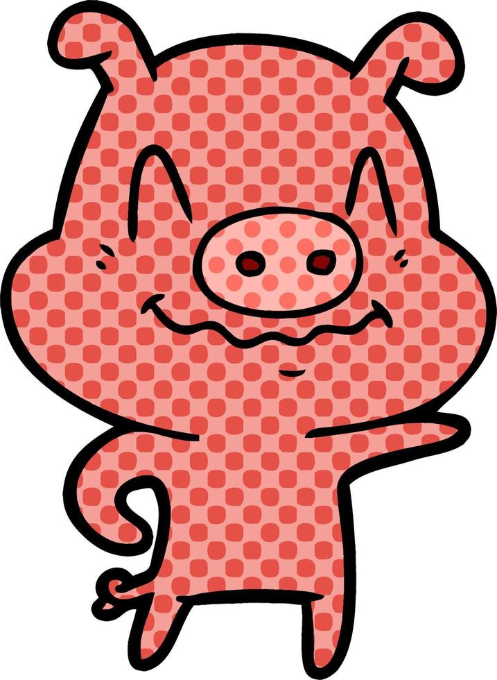 nervous cartoon pig vector