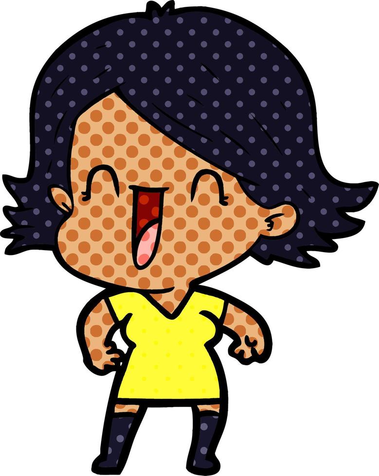 mujer feliz de dibujos animados vector