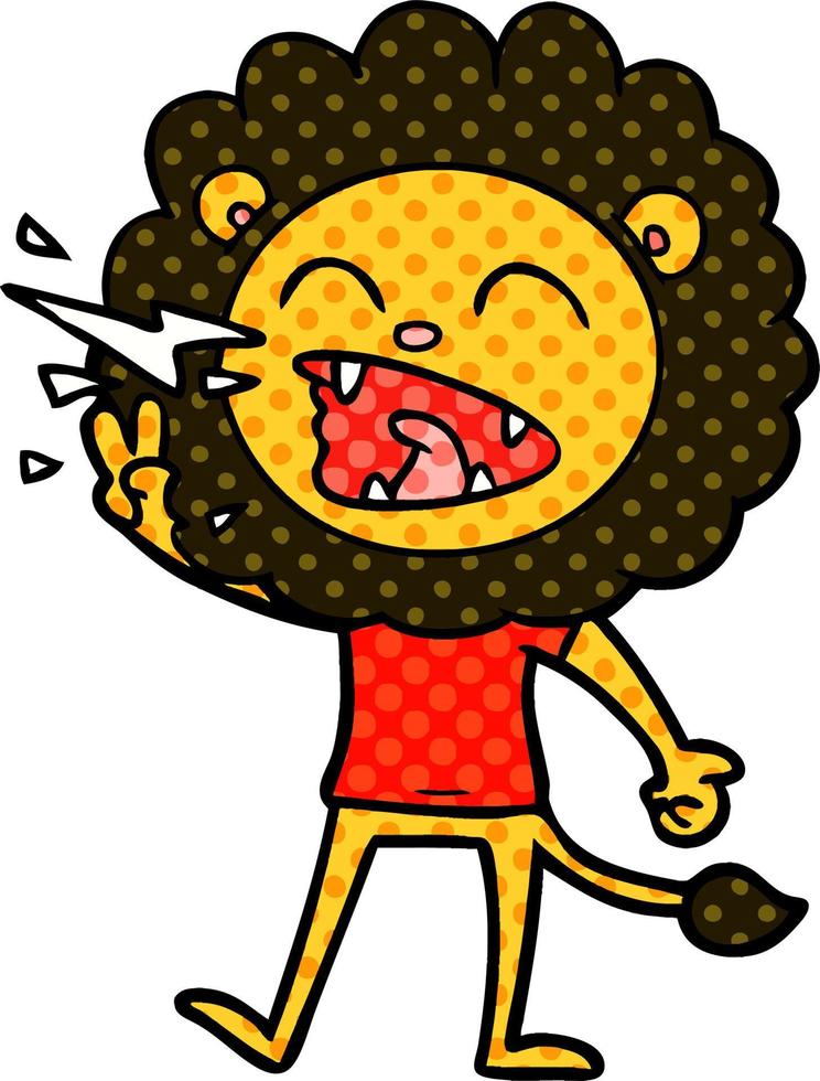 cartoon roaring lion vector