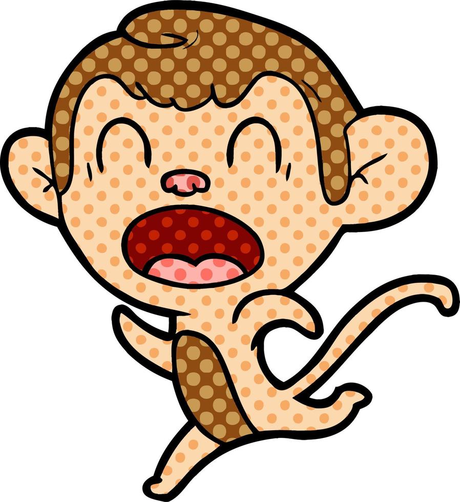 shouting cartoon monkey running vector