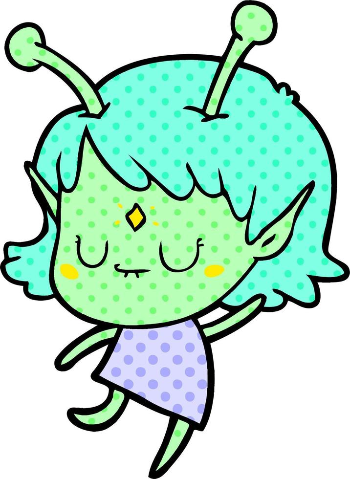 cartoon alien girl vector