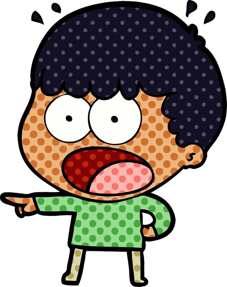 cartoon shocked man pointing vector