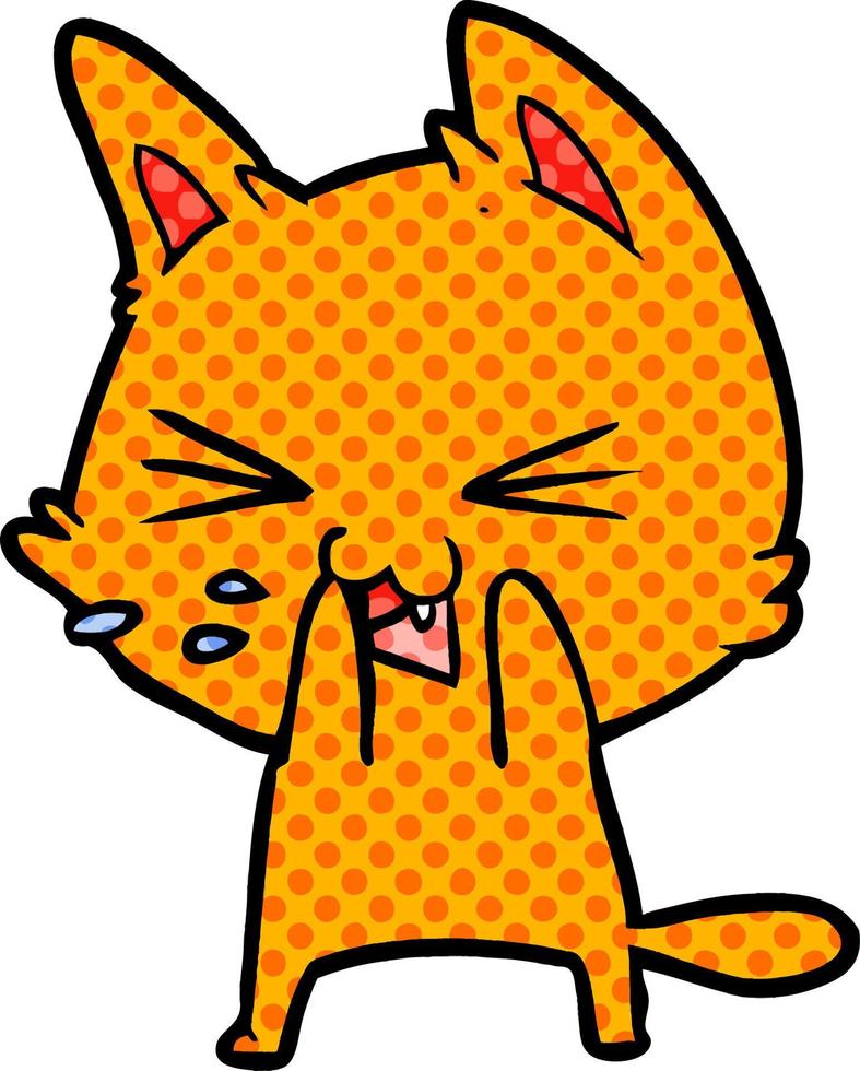 cartoon cat hissing vector
