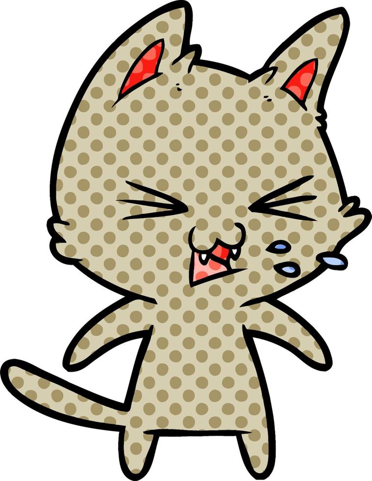 cartoon cat hissing vector