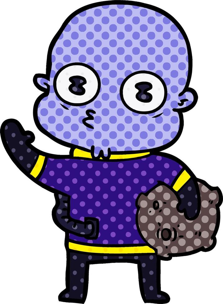 waving weird bald spaceman vector