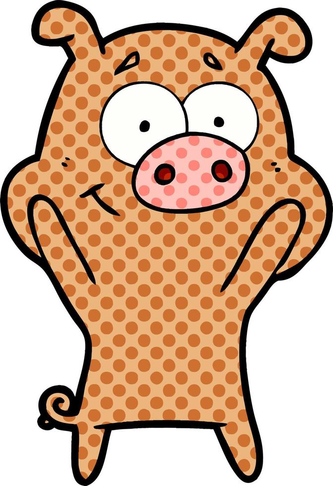 happy cartoon pig vector