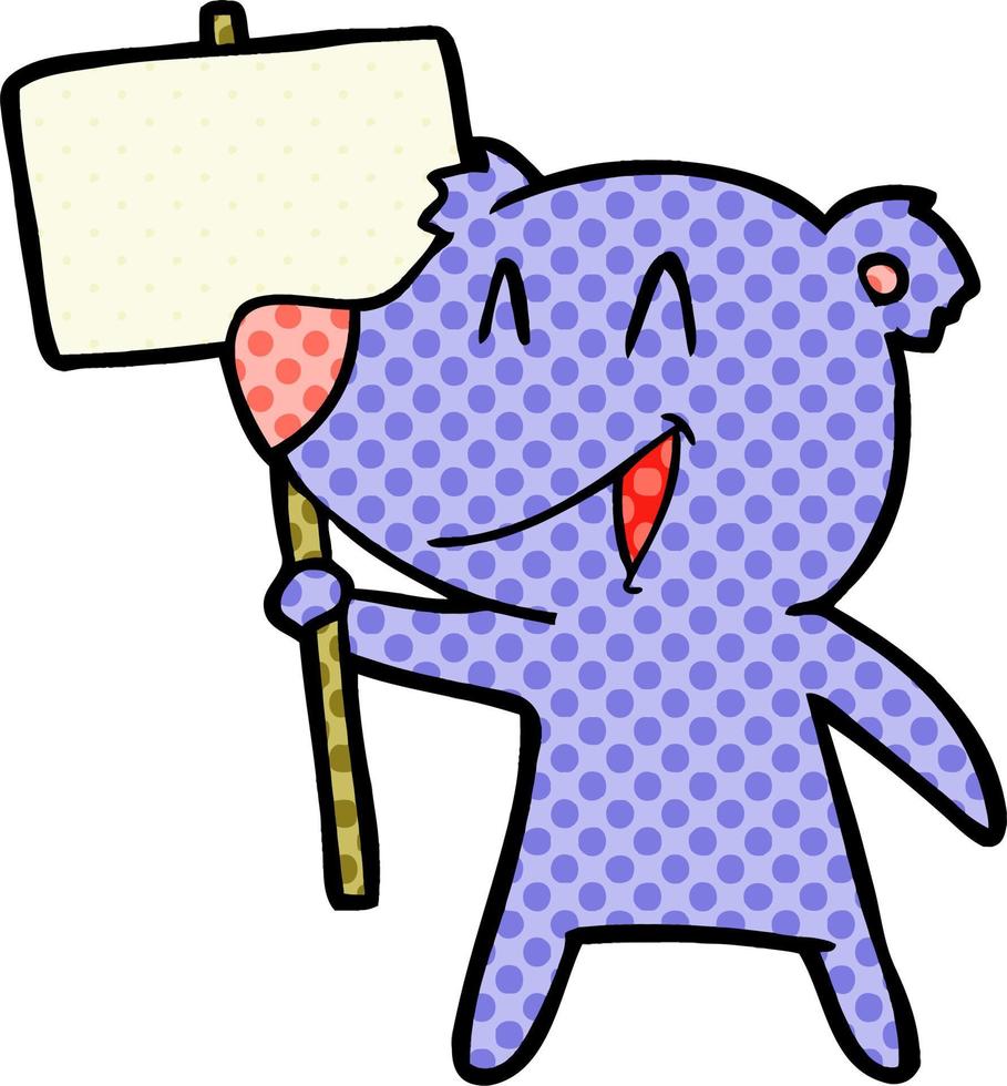 protester bear cartoon vector