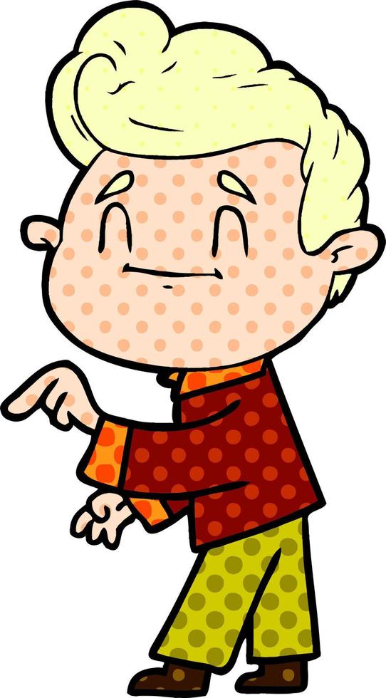 happy cartoon man making point vector