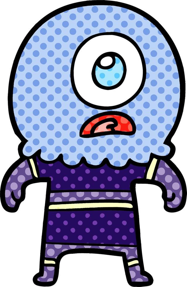 cartoon cyclops alien spaceman vector