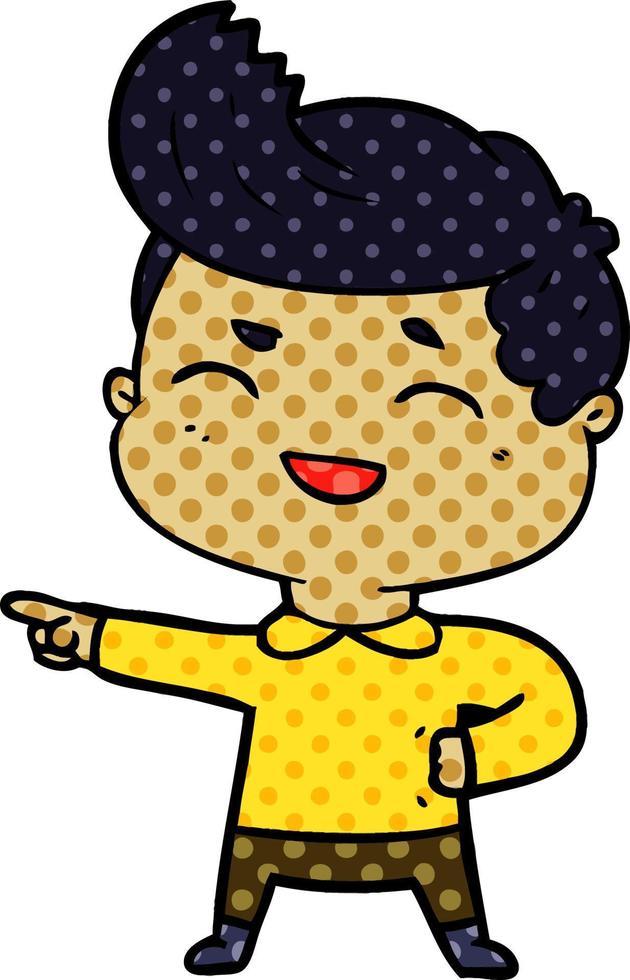 cartoon man laughing and pointing vector
