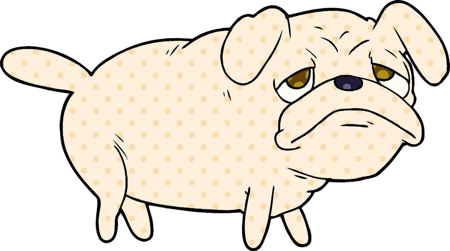 cartoon unhappy pug dog vector