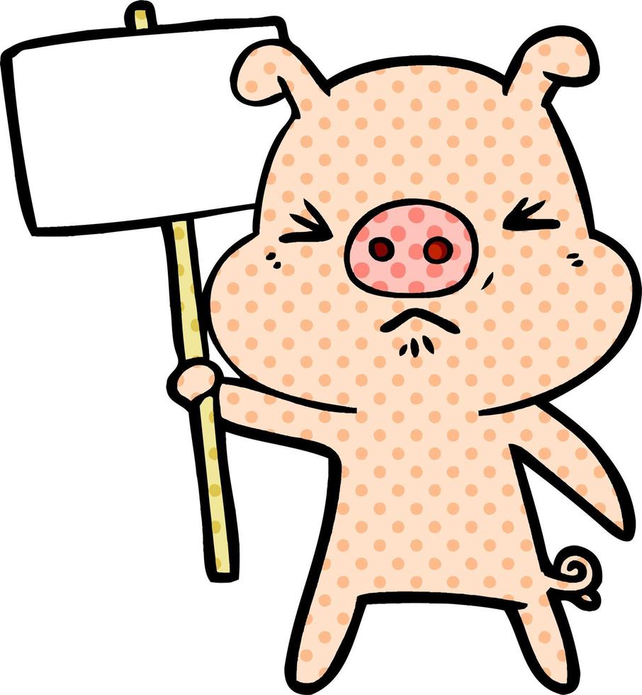 cartoon angry pig vector
