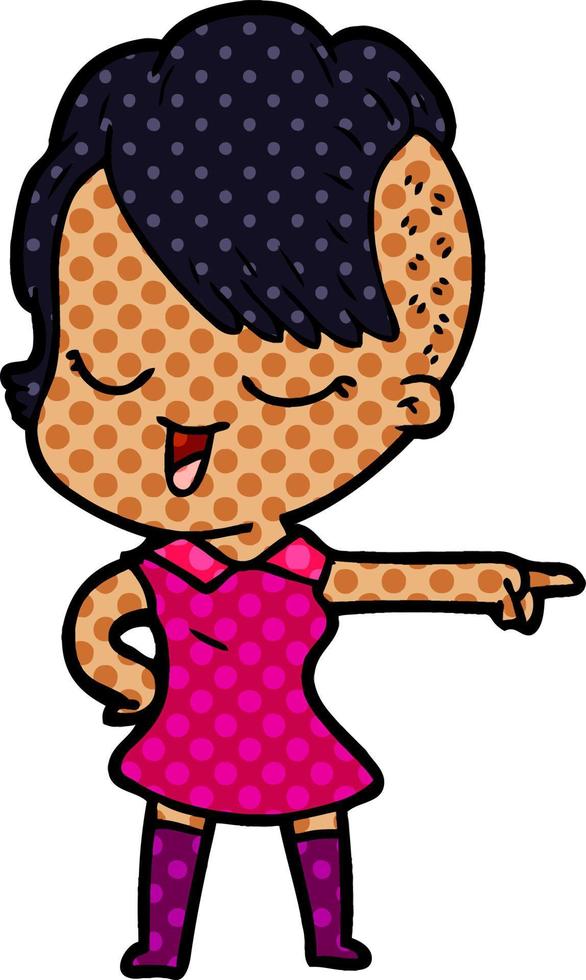 happy cartoon girl vector