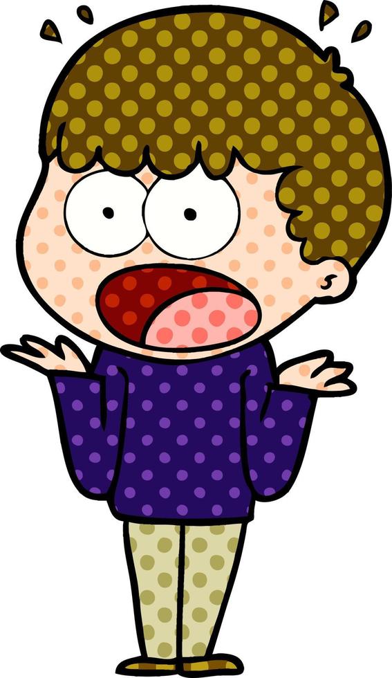 cartoon shocked man vector