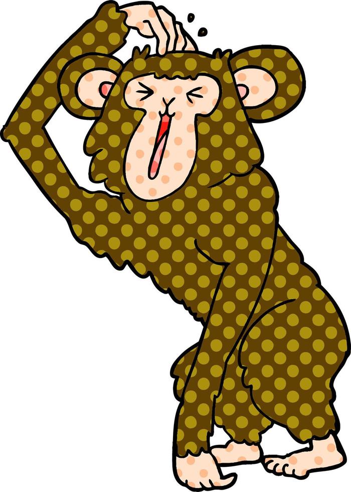 cartoon chimp scratching head vector