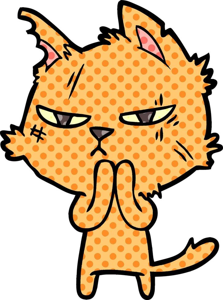 tough cartoon cat vector