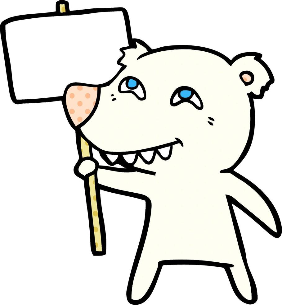 cartoon polar bear showing teeth vector