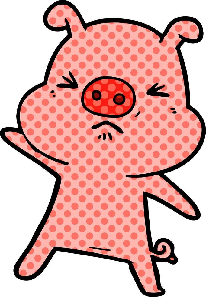 cartoon angry pig vector
