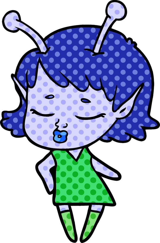 cute alien girl cartoon vector