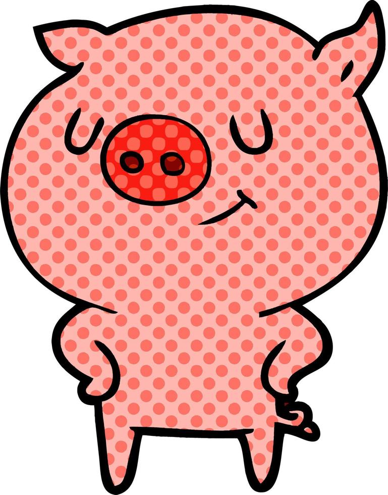 happy cartoon pig vector