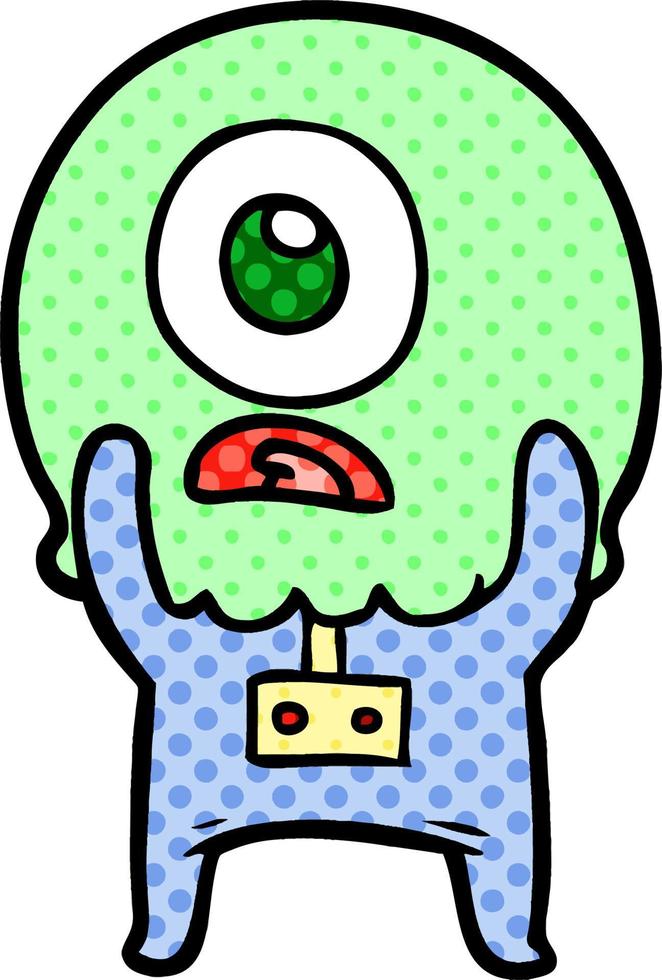 cartoon cyclops alien spaceman vector
