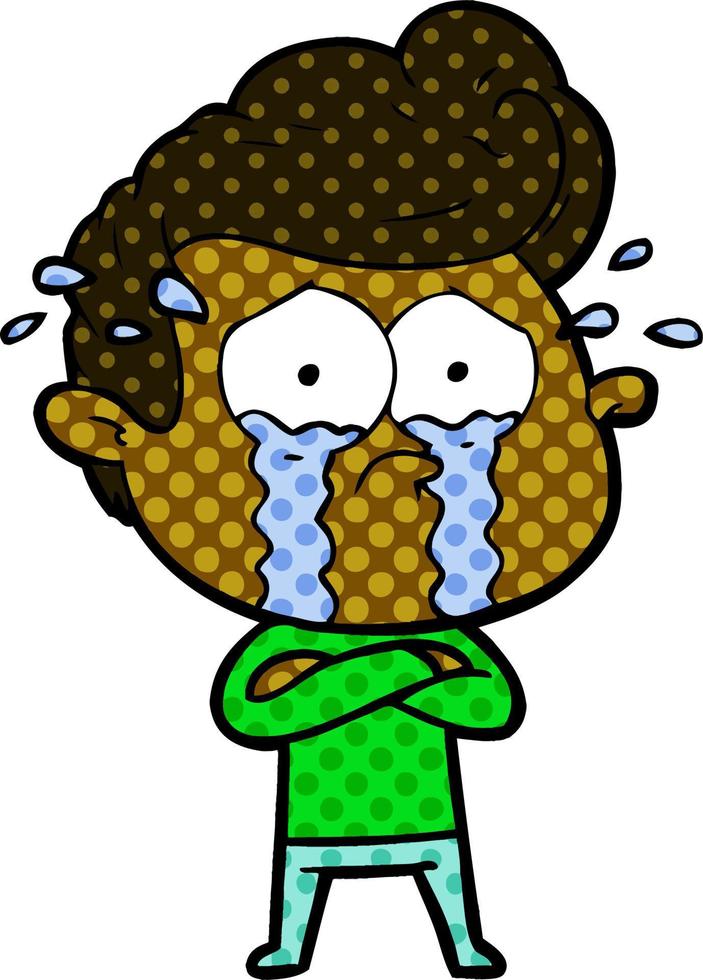 hombre llorando de dibujos animados vector