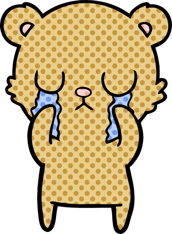 crying cartoon bear vector