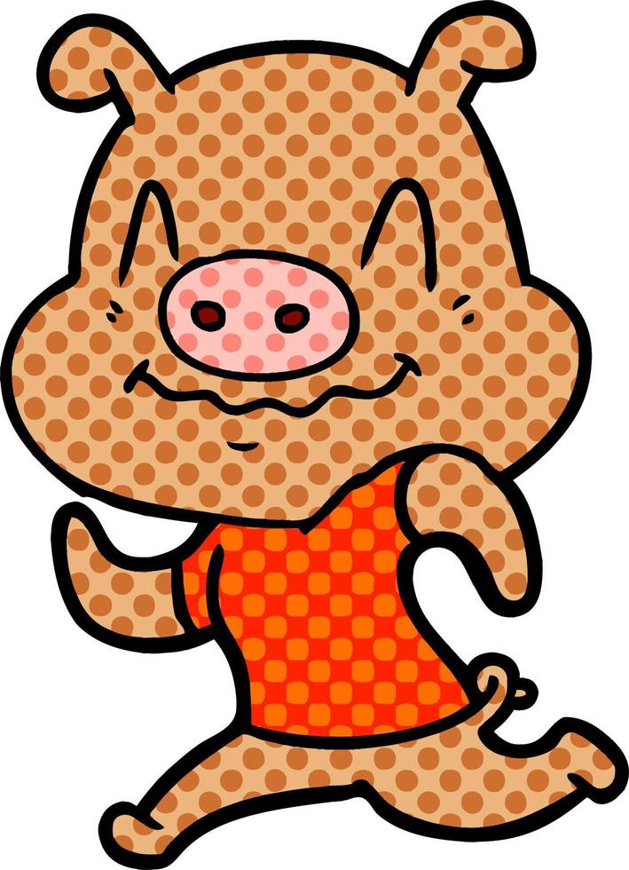 nervous cartoon pig vector